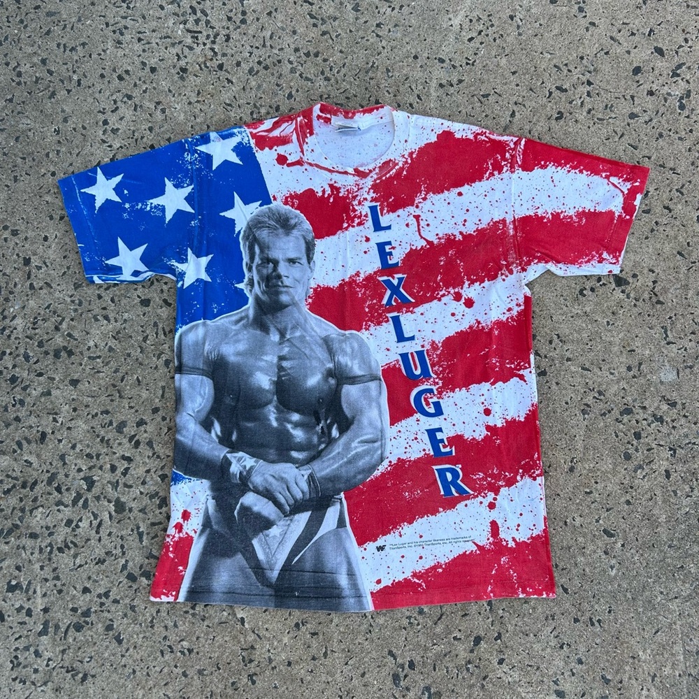 VTG Rare 1993 Lex Luger WWF T Shirt AOP Sz XL Wrestling 90s Single Stitch